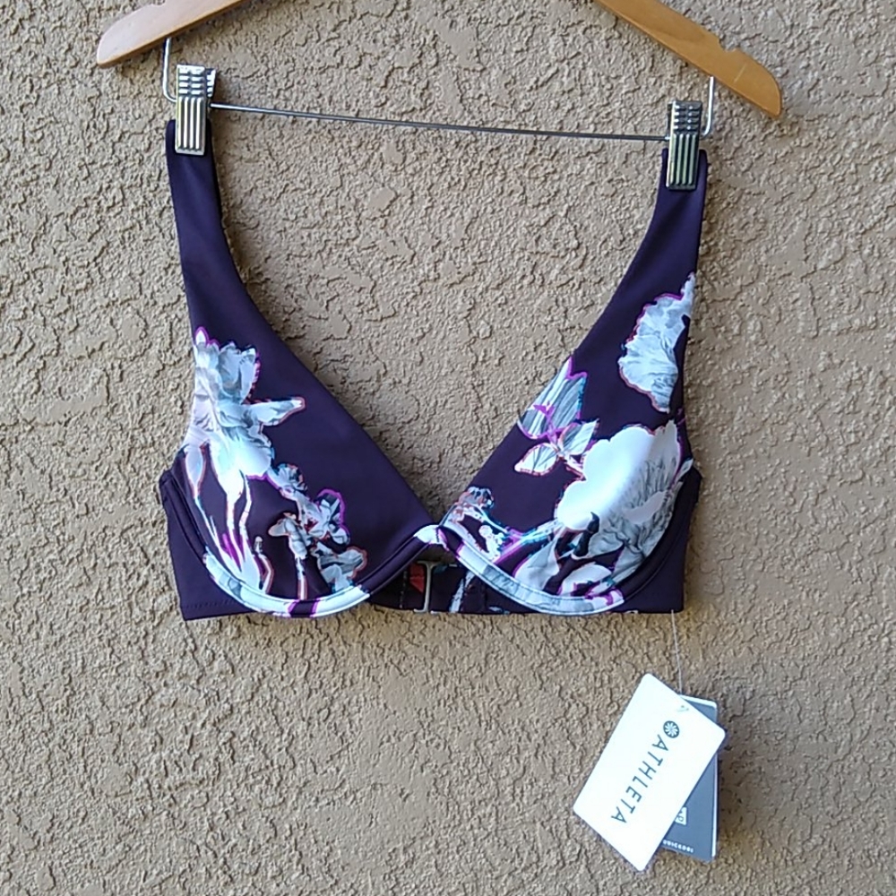 Athleta Piha Plunge Bikini Top Bra Sized